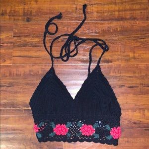 crocheted flower halter top
